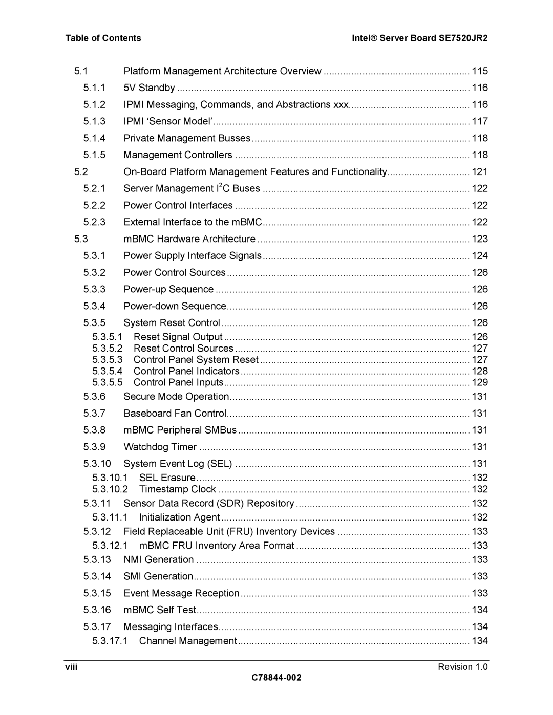 Intel SE7520JR2 manual Viii C78844-002 