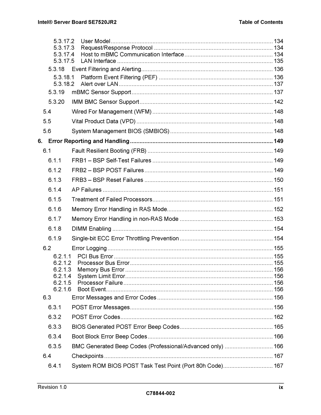 Intel SE7520JR2 manual 149, Error Reporting and Handling 