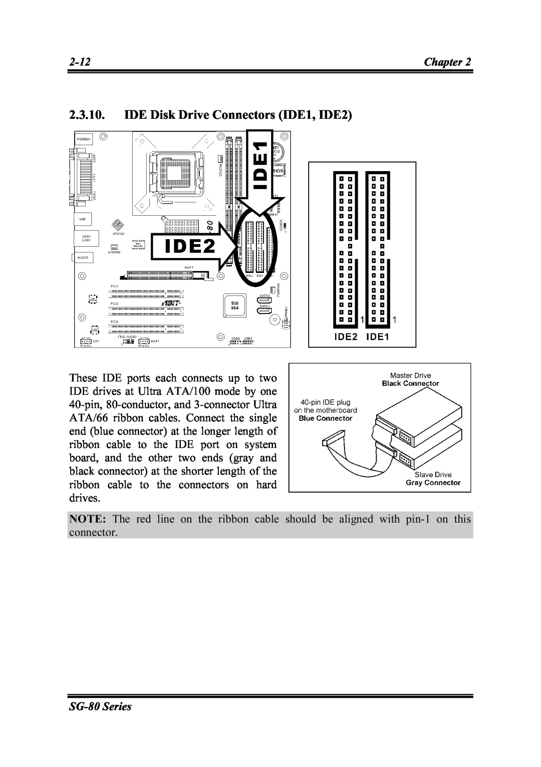 Intel SG-81 user manual IDE Disk Drive Connectors IDE1, IDE2, SG-80Series 