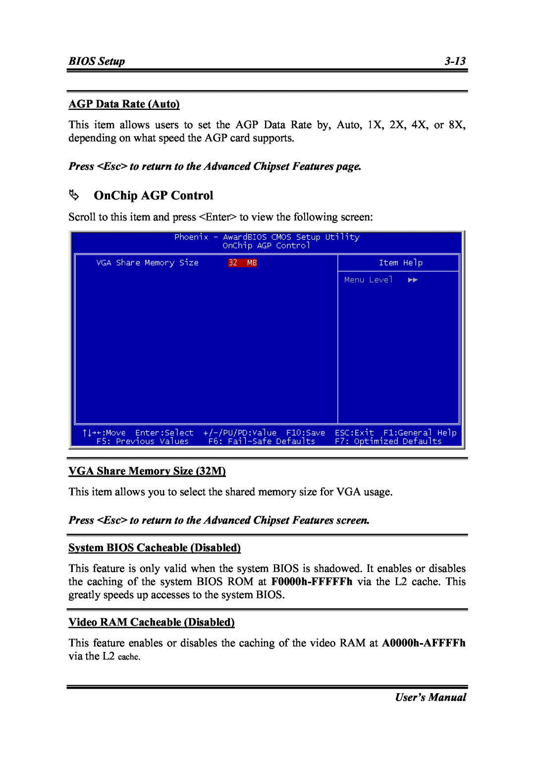 Intel SG-81, SG-80 user manual OnChip AGP Control 