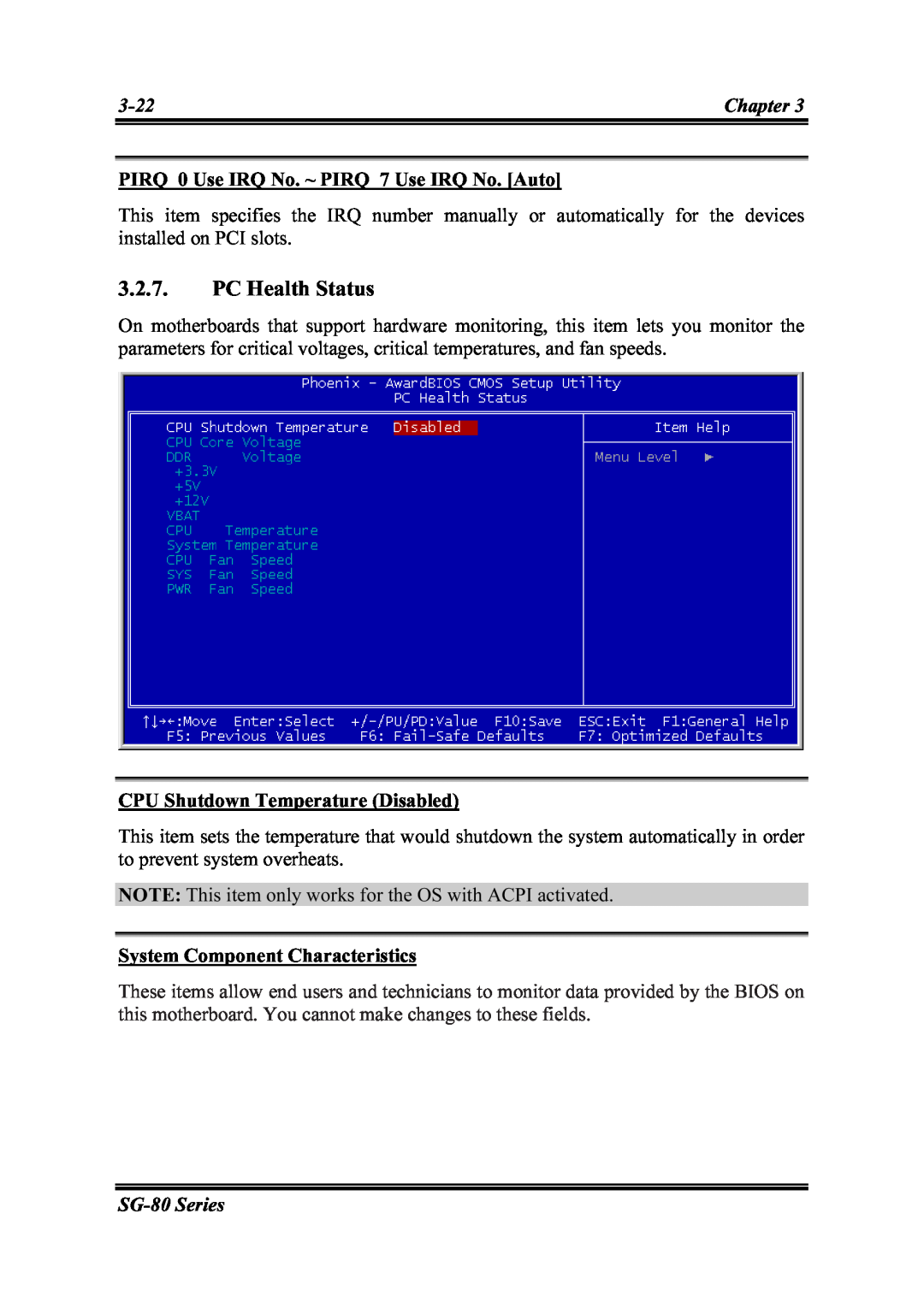 Intel SG-80, SG-81 user manual PC Health Status 