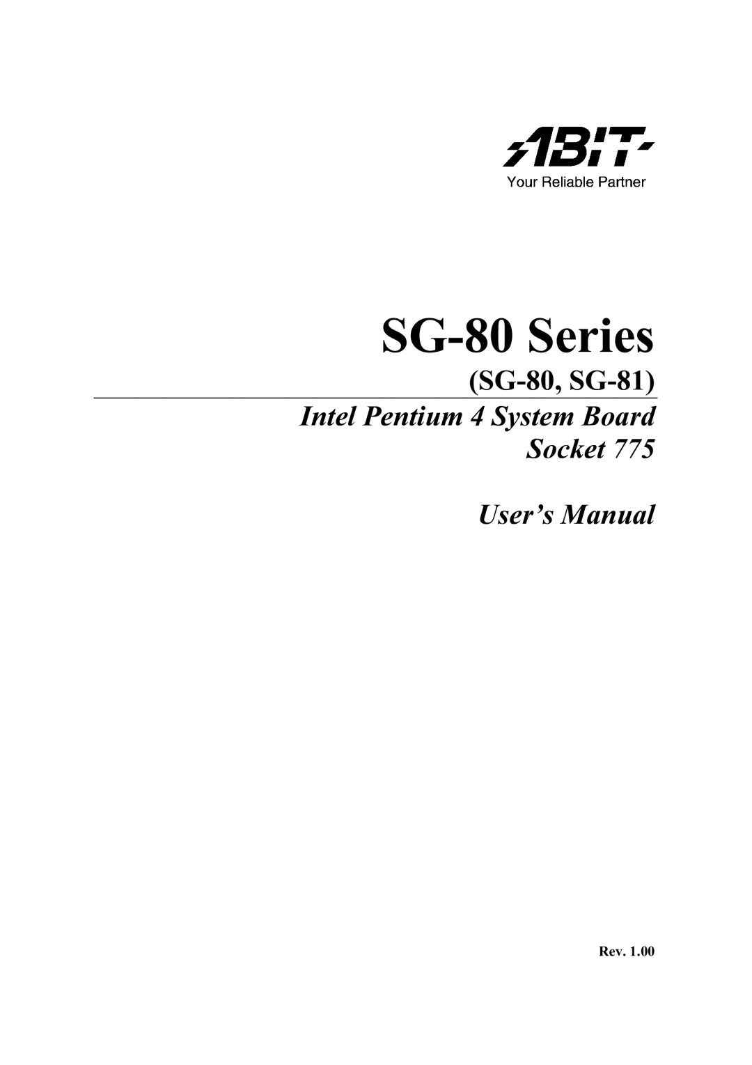 Intel SG-81 user manual SG-80 Series 