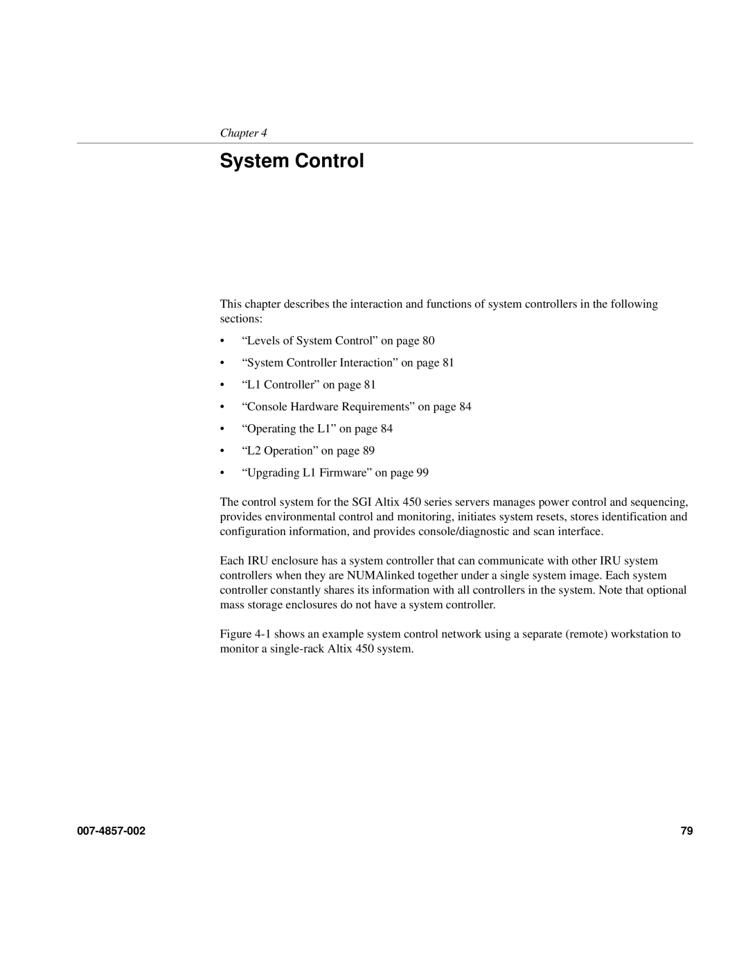 Intel SGI Altix 450 manual System Control 