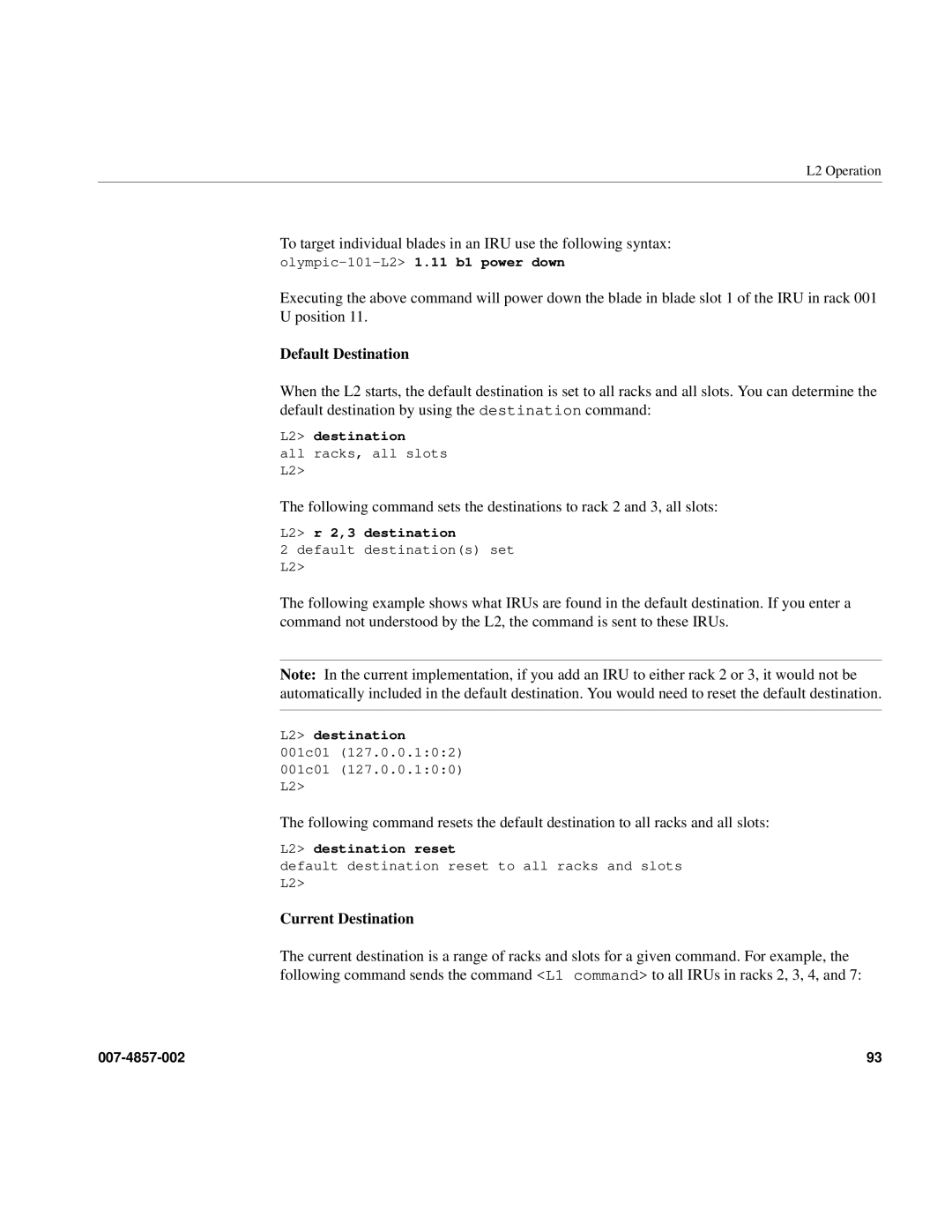 Intel SGI Altix 450 manual Default Destination 