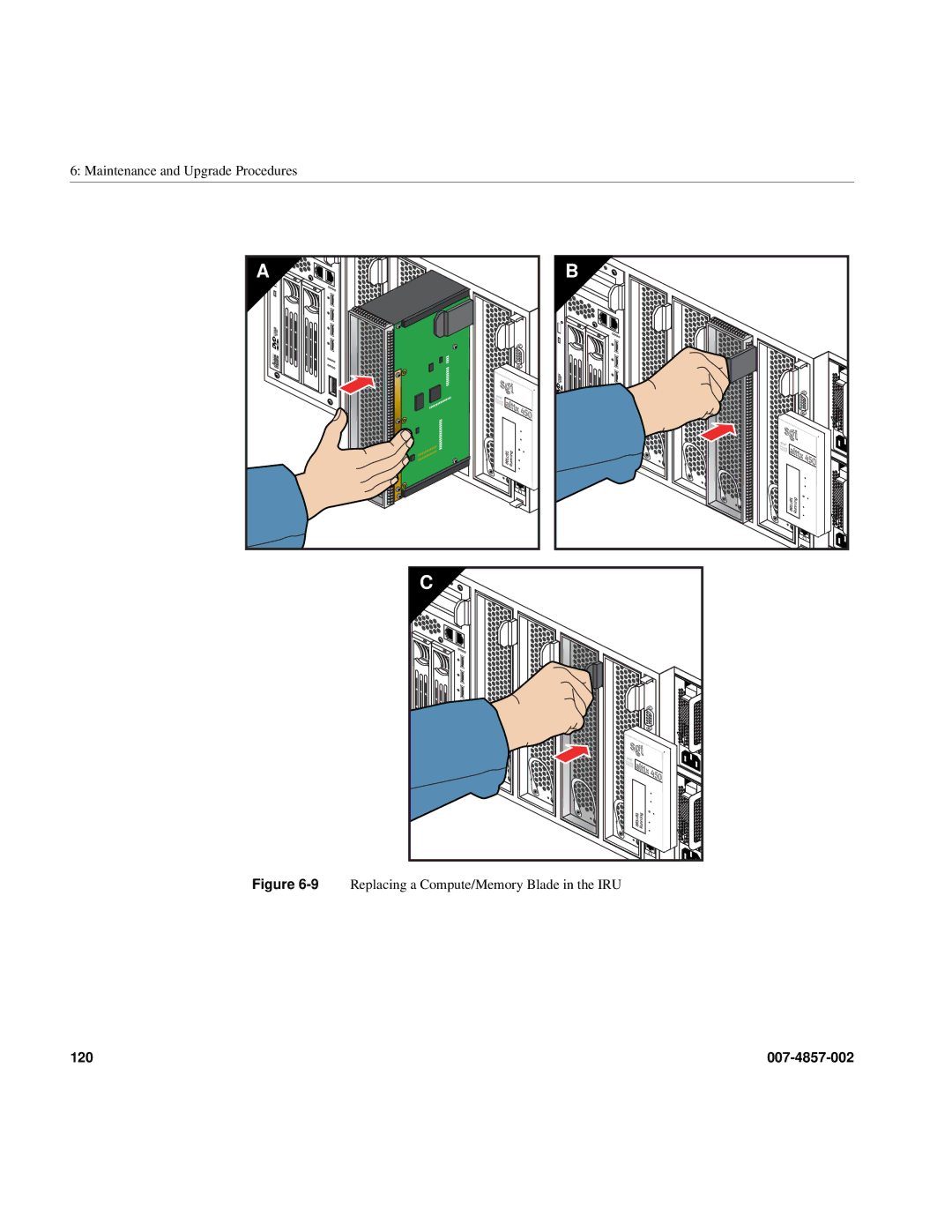 Intel SGI Altix 450 manual 9Replacing a Compute/Memory Blade in the IRU 