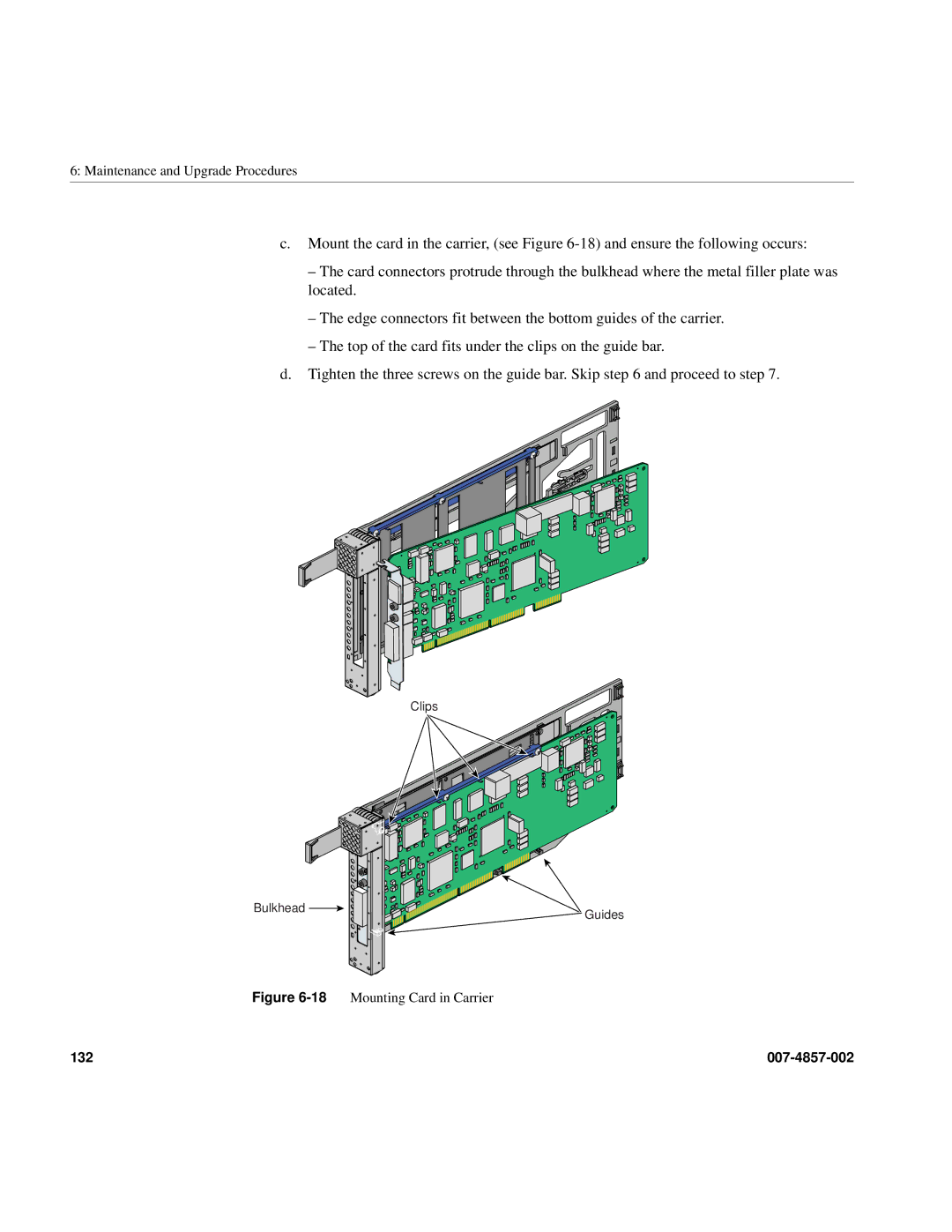 Intel SGI Altix 450 manual 18Mounting Card in Carrier 