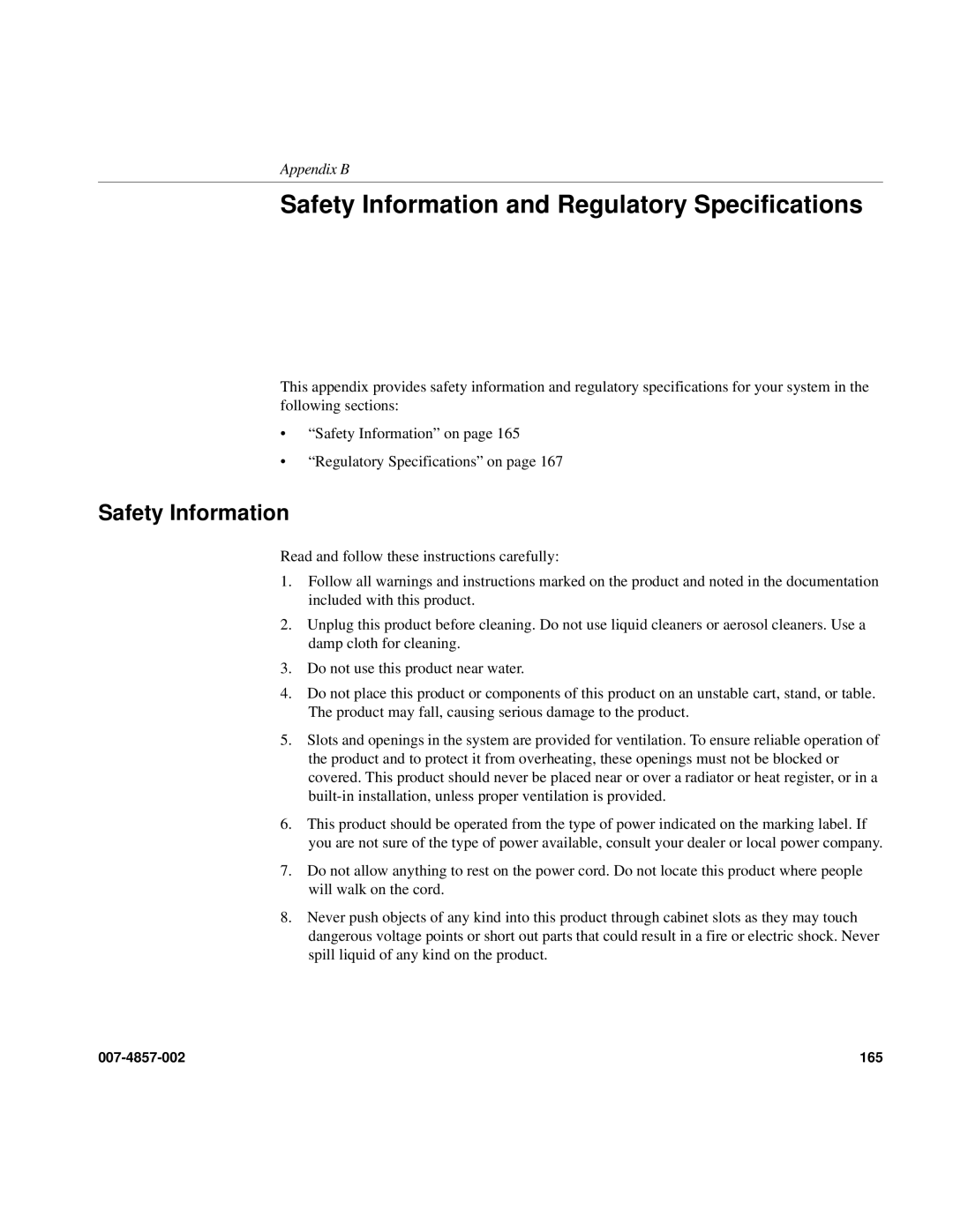 Intel SGI Altix 450 manual Safety Information and Regulatory Specifications 