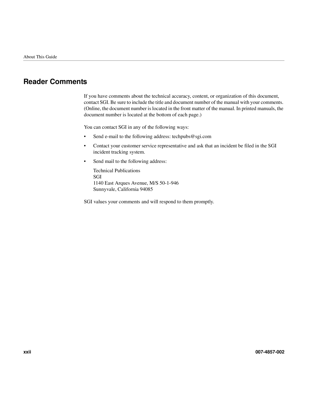 Intel SGI Altix 450 manual Reader Comments, Sgi 