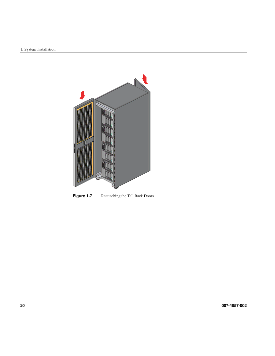 Intel SGI Altix 450 manual 7Reattaching the Tall Rack Doors 