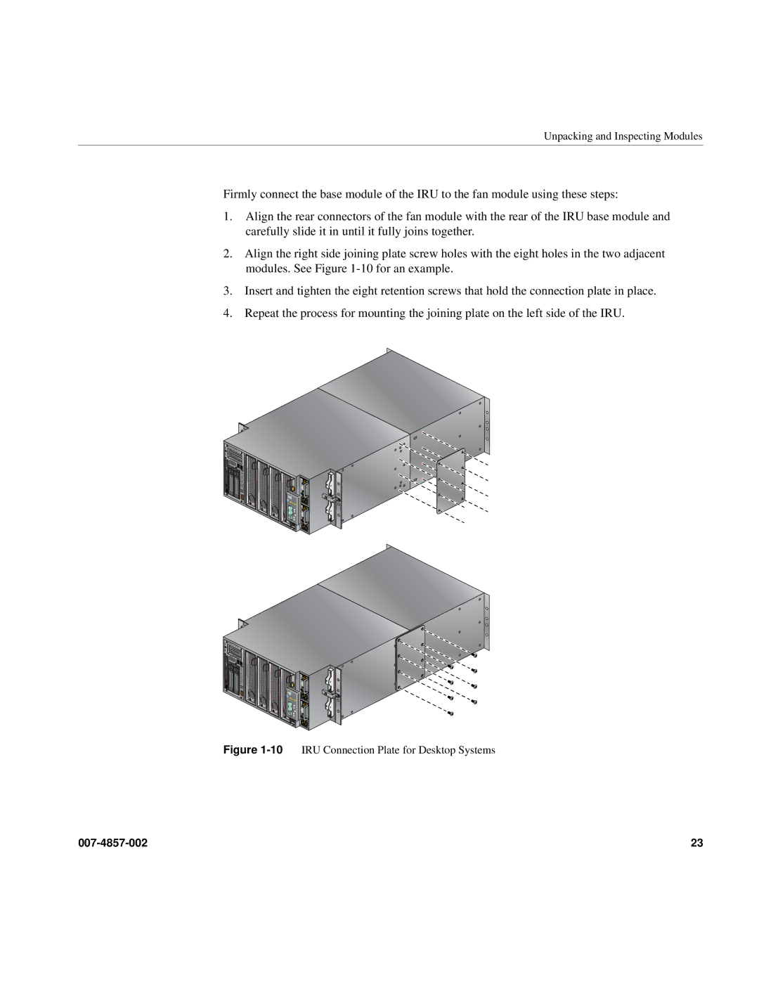 Intel SGI Altix 450 manual 10IRU Connection Plate for Desktop Systems 