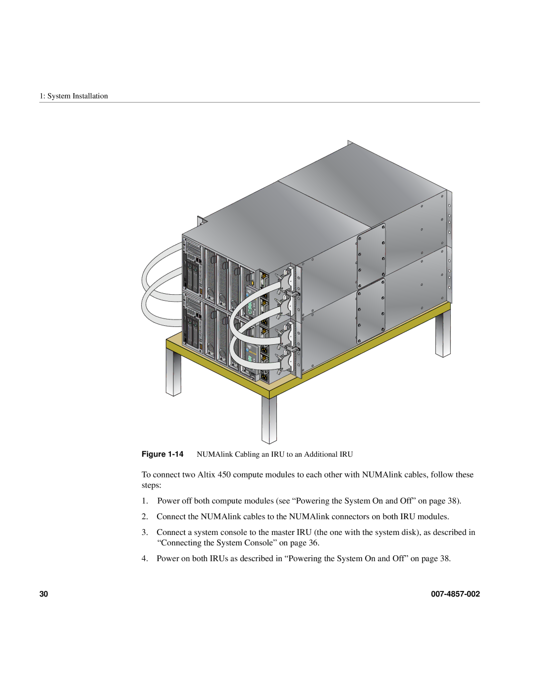 Intel SGI Altix 450 manual 14NUMAlink Cabling an IRU to an Additional IRU 