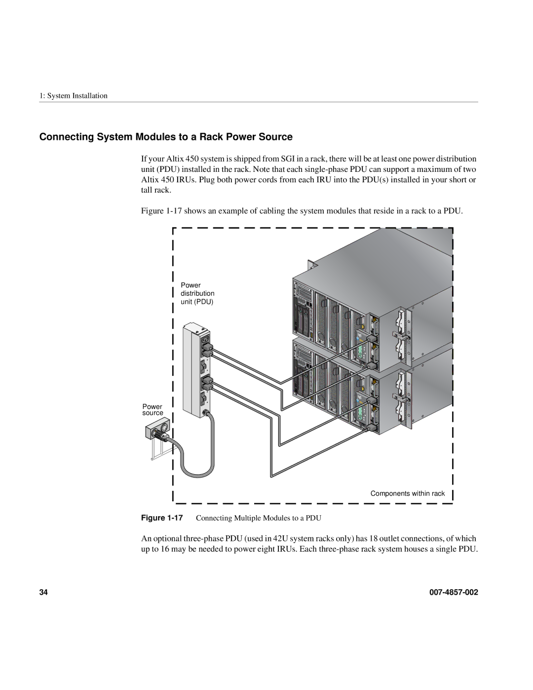 Intel SGI Altix 450 manual Connecting System Modules to a Rack Power Source 