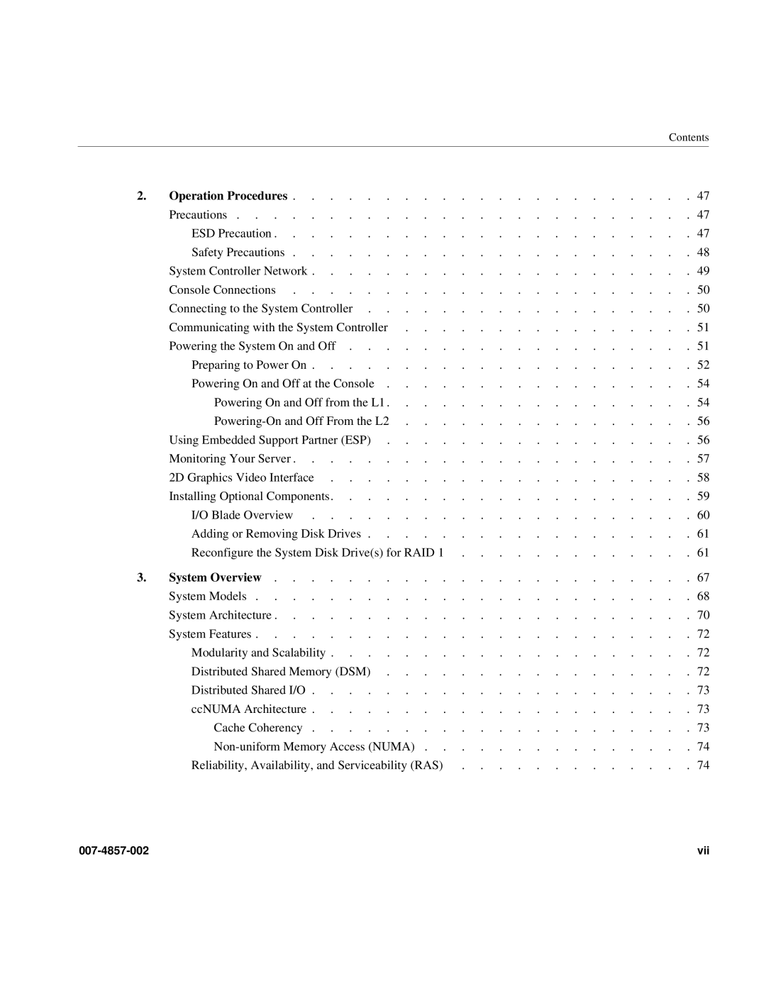 Intel SGI Altix 450 manual Vii 