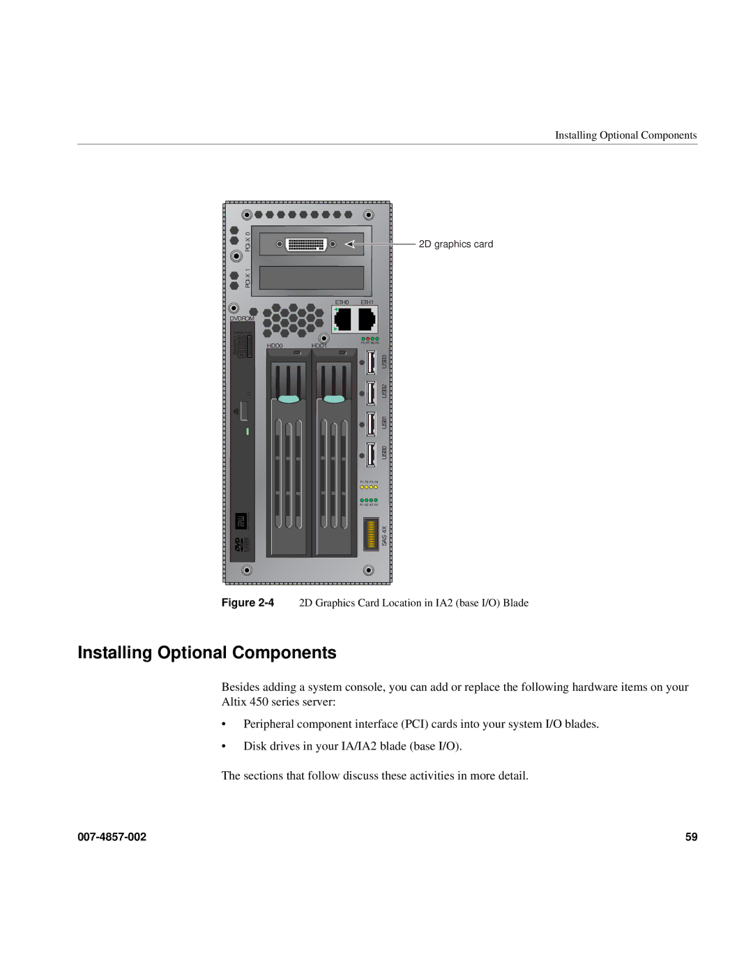 Intel SGI Altix 450 manual Installing Optional Components 