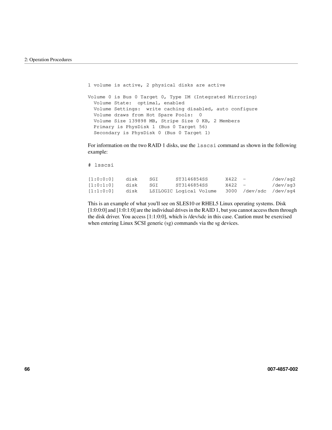 Intel SGI Altix 450 manual # lsscsi 