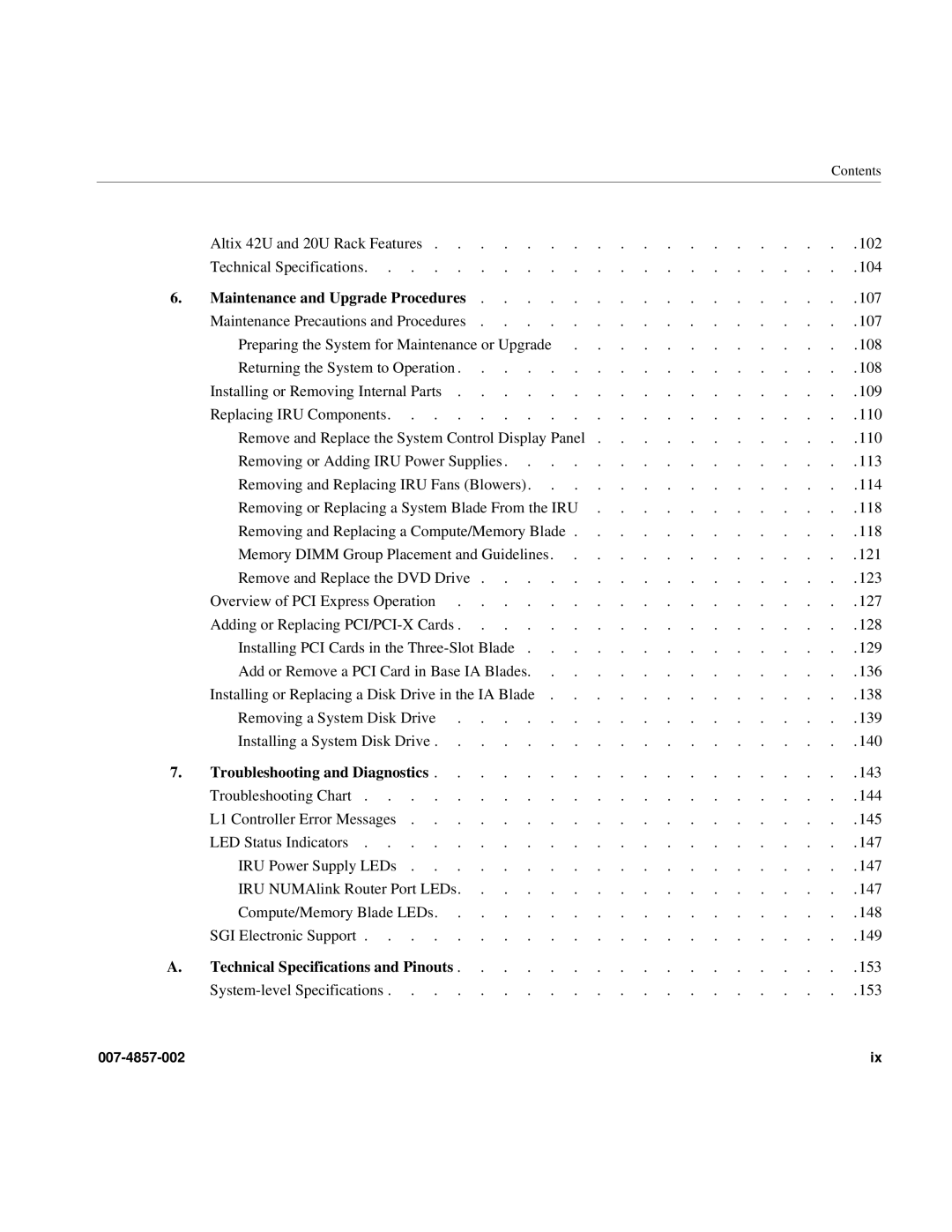 Intel SGI Altix 450 manual Contents 