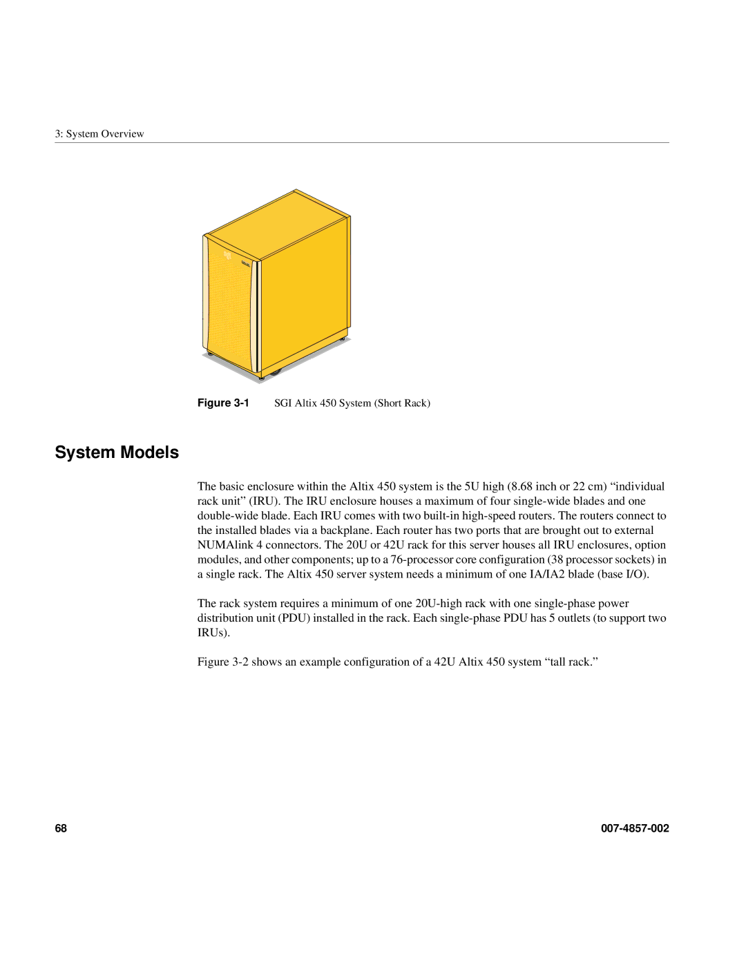 Intel manual System Models, 1SGI Altix 450 System Short Rack 