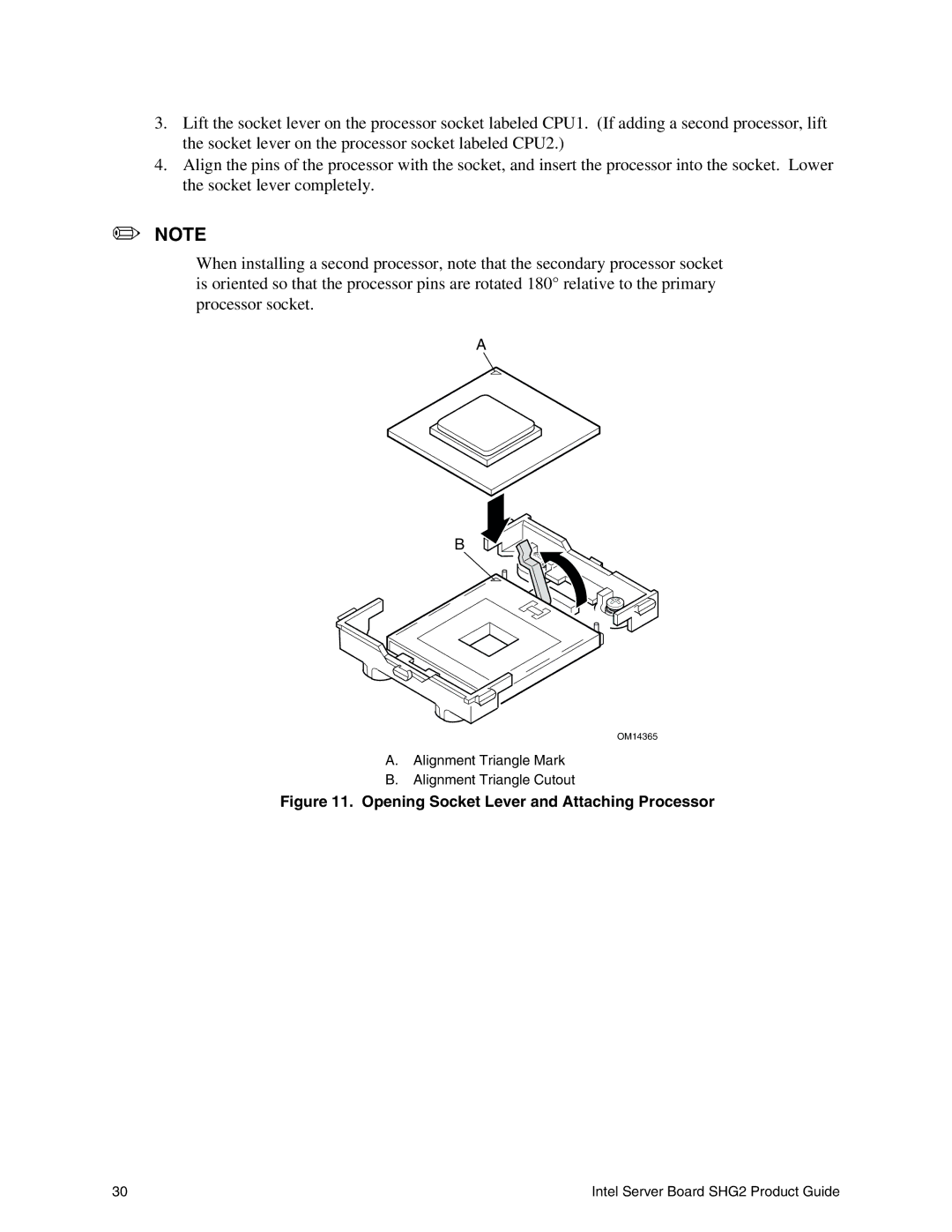 Intel SHG2 manual Opening Socket Lever and Attaching Processor 