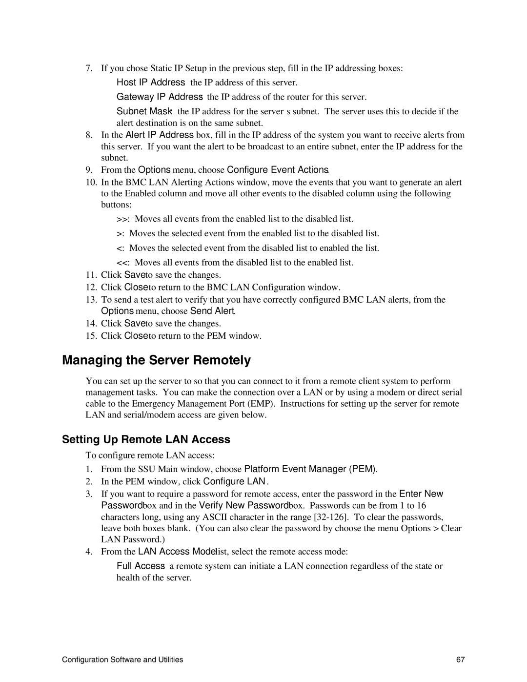 Intel SHG2 manual Managing the Server Remotely, Setting Up Remote LAN Access 