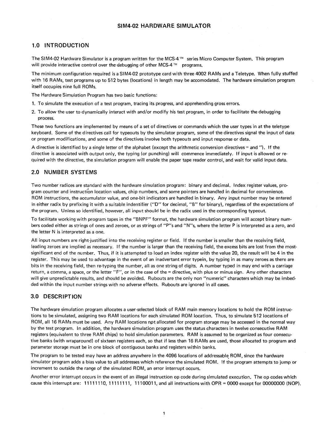 Intel manual SIM4-02 Hardware Simulator Introduction, Number Systems, Description 