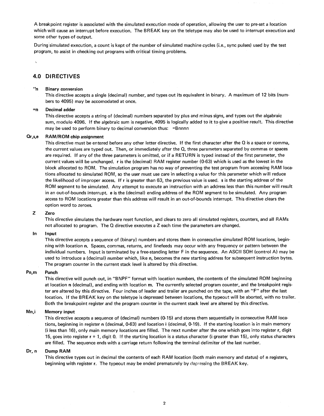 Intel SIM4-02 manual Directives 