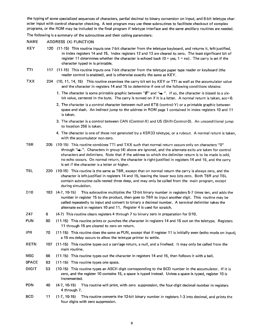 Intel SIM4-02 manual Name Address X Function KEY, Txx, T6R, Pun, Ipr, Retn, Msg, Space, Digit, Pdn, Bcd 