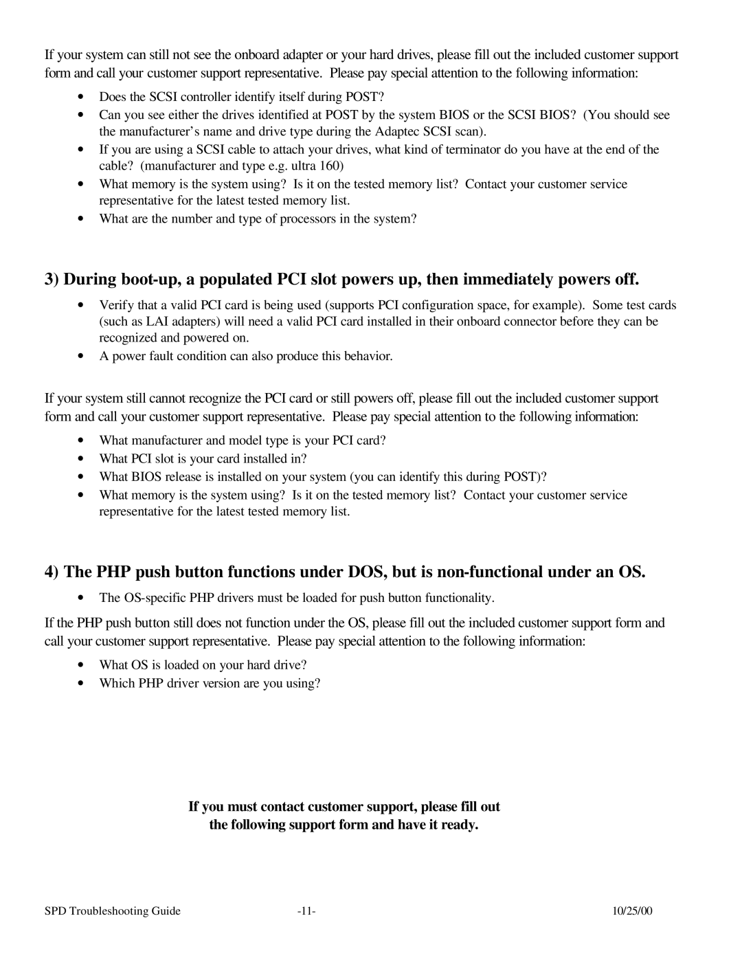 Intel SKA4 manual SPD Troubleshooting Guide 10/25/00 