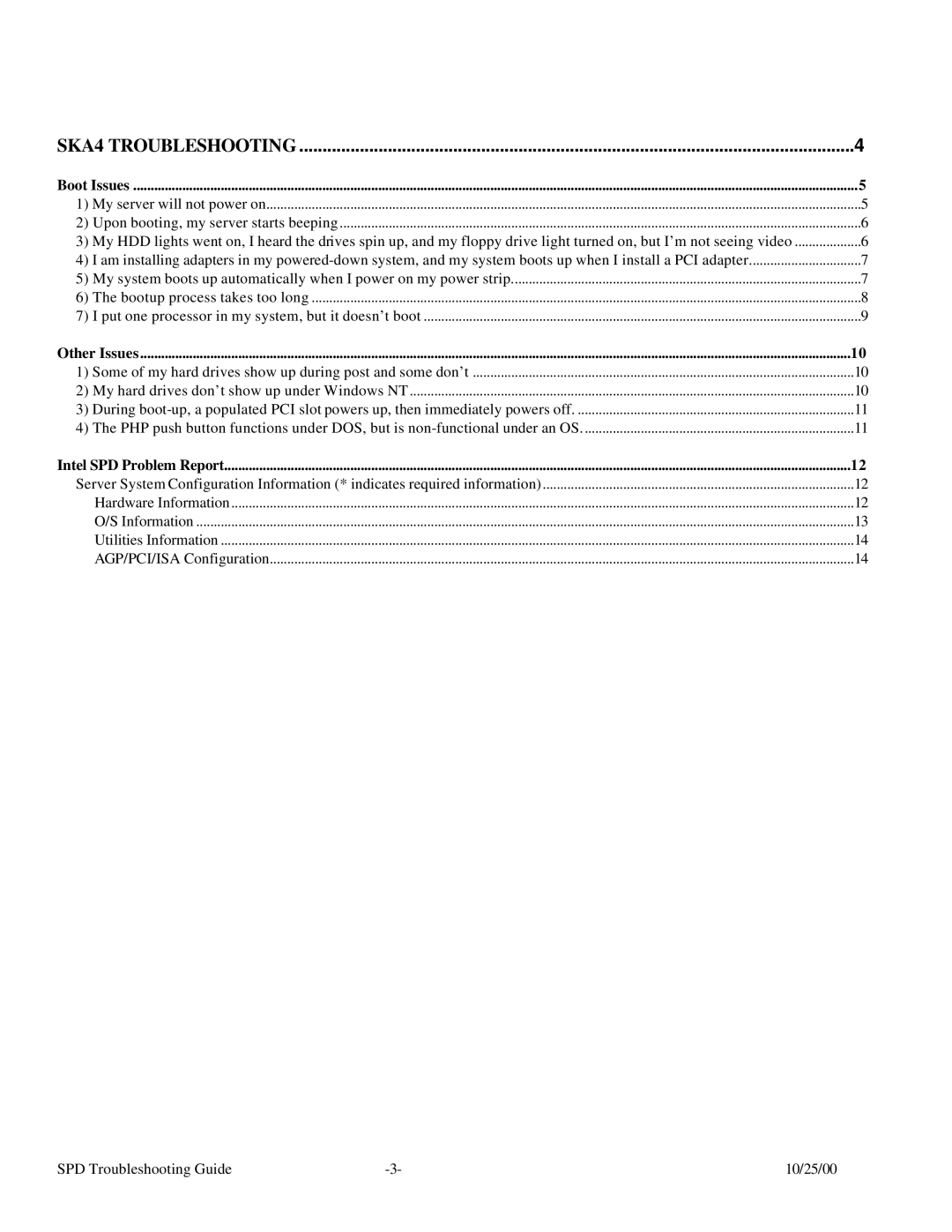 Intel manual SKA4 Troubleshooting 