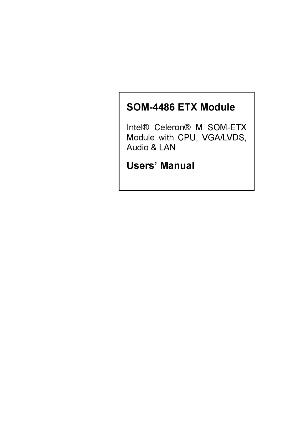 Intel user manual SOM-4486 ETX Module 