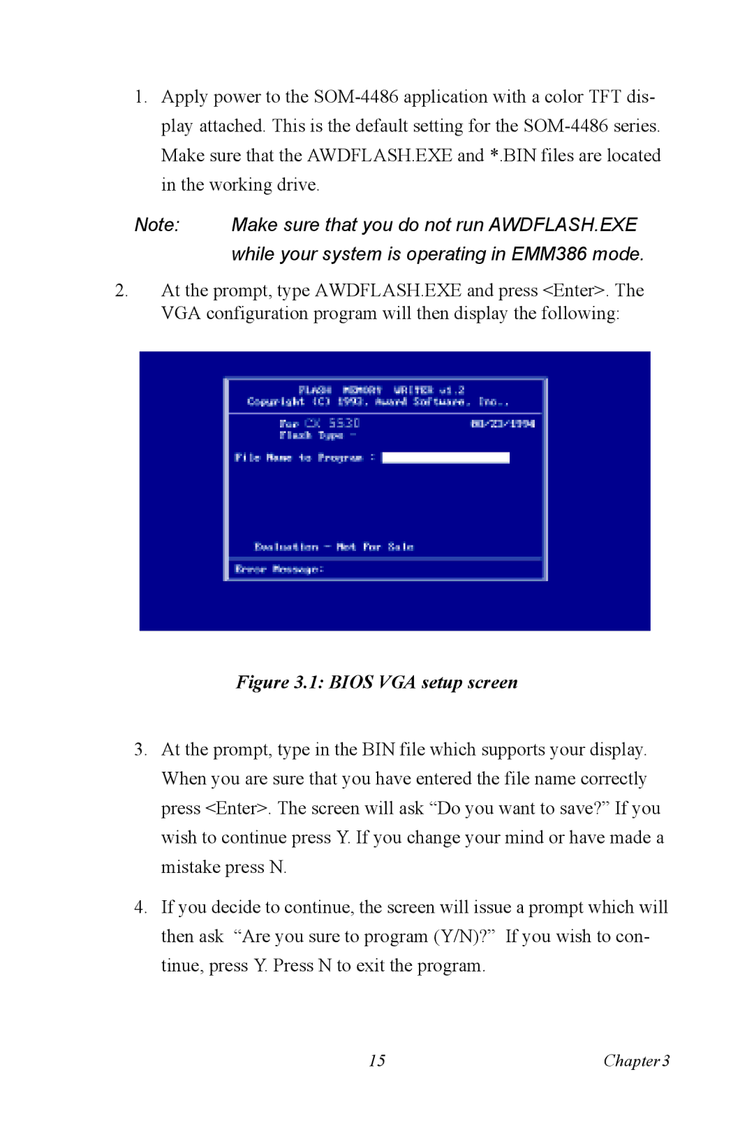 Intel SOM-4486 user manual Bios VGA setup screen 