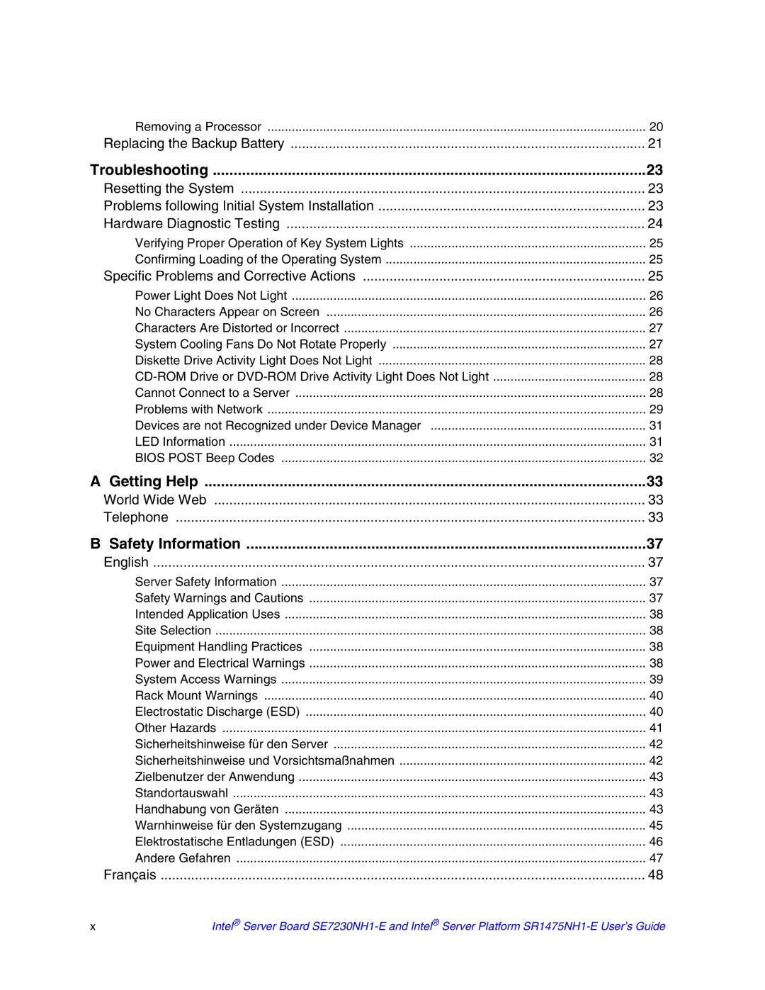 Intel SR1475NH1-E, SE7230NH1-E manual Getting Help 