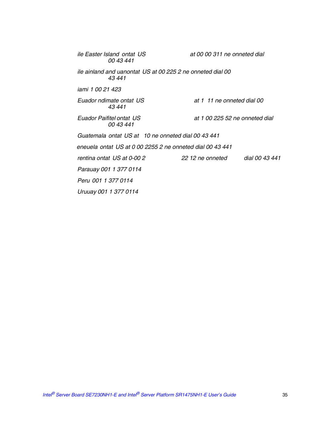 Intel SE7230NH1-E, SR1475NH1-E manual 800 621 