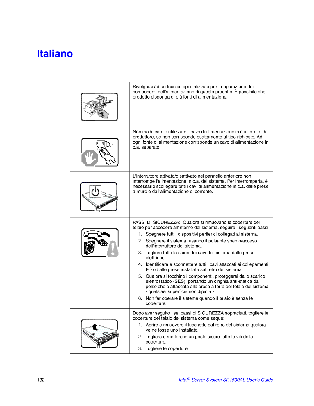 Intel SR1500AL manual Italiano 