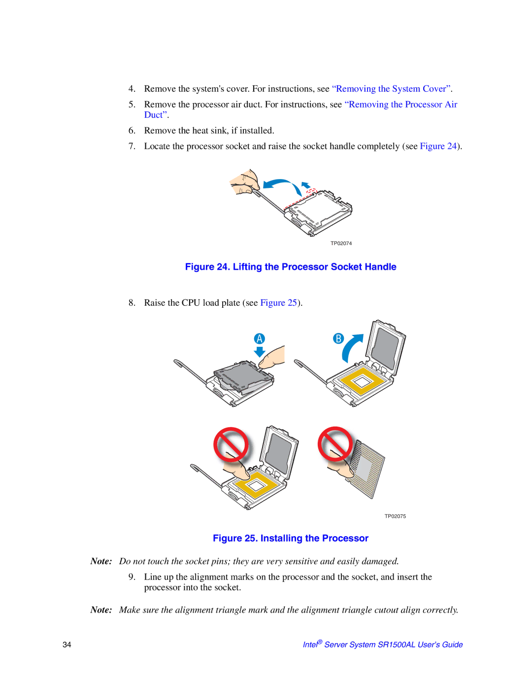 Intel SR1500AL manual Lifting the Processor Socket Handle 