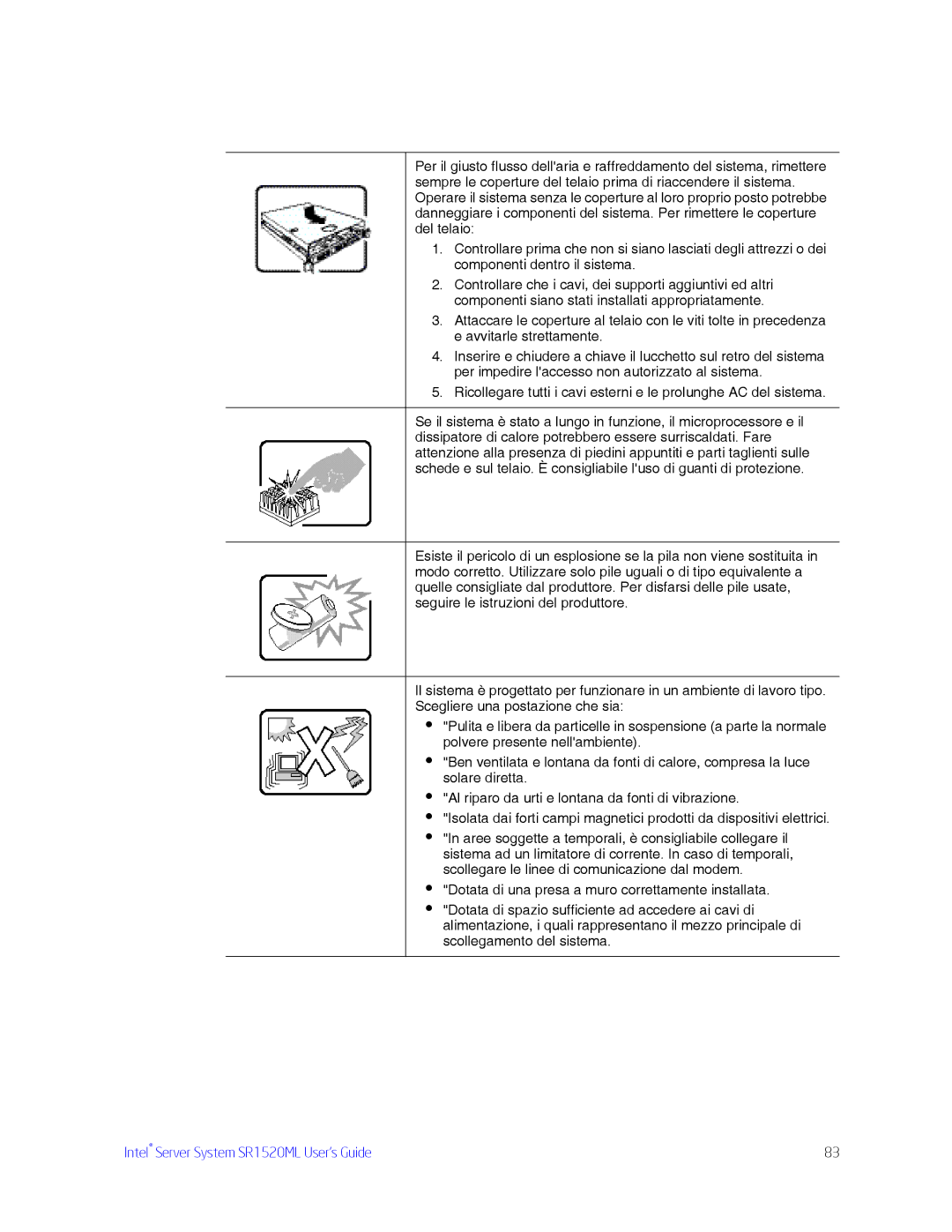 Intel manual Intel Server System SR1520ML User’s Guide 