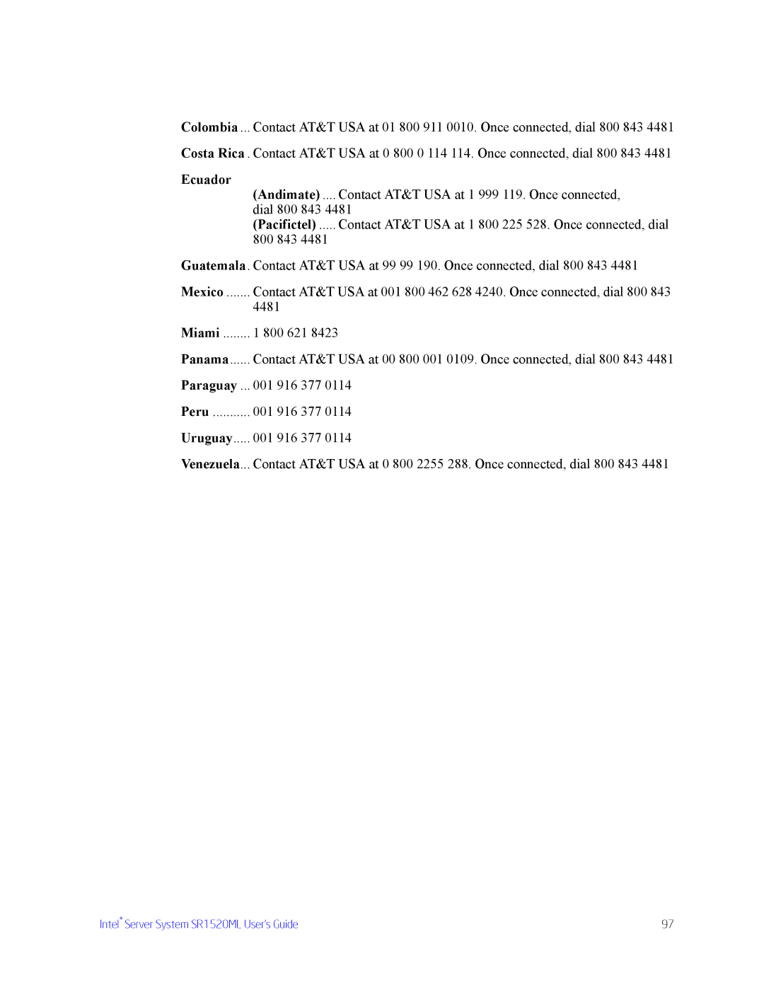 Intel SR1520ML manual Panama 