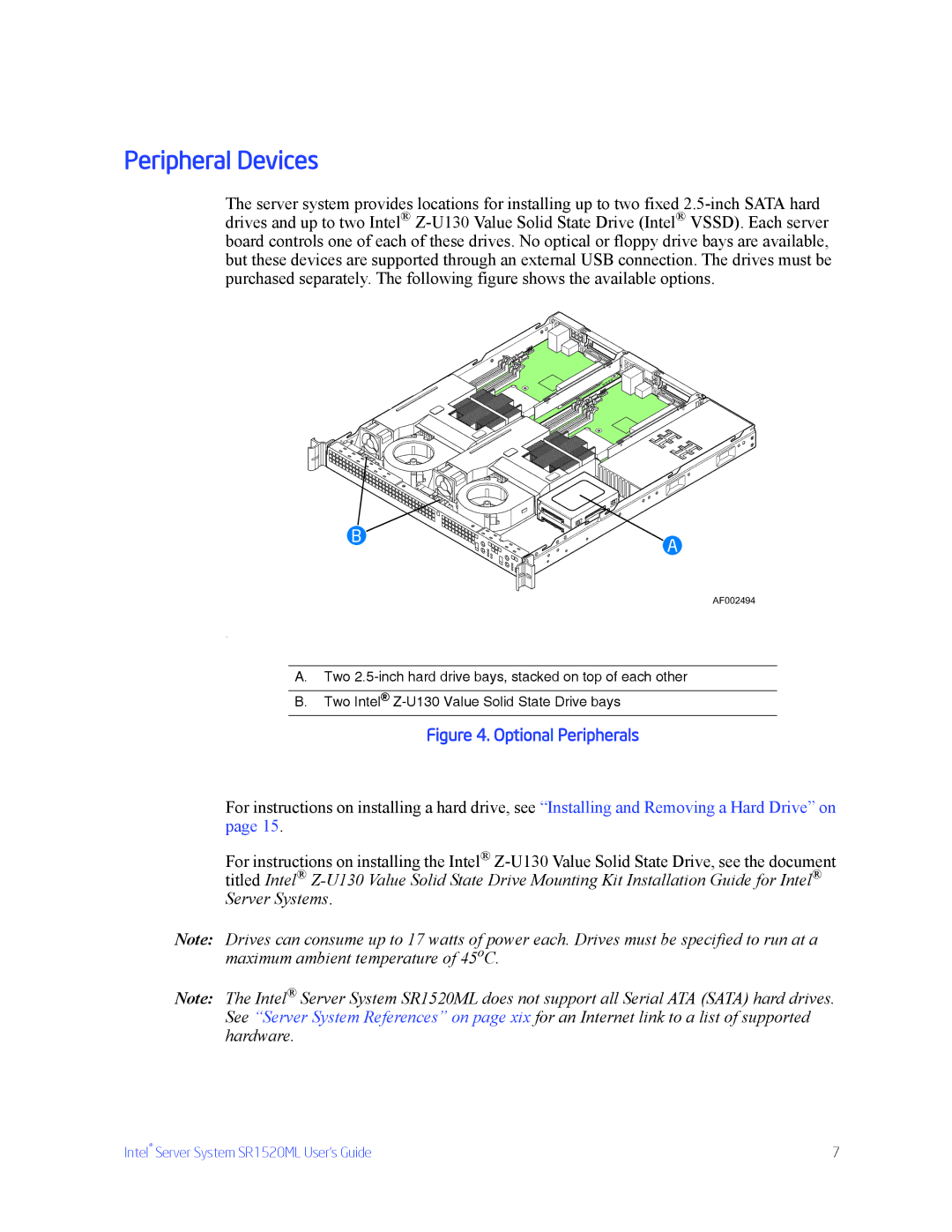 Intel SR1520ML manual Peripheral Devices, Optional Peripherals 