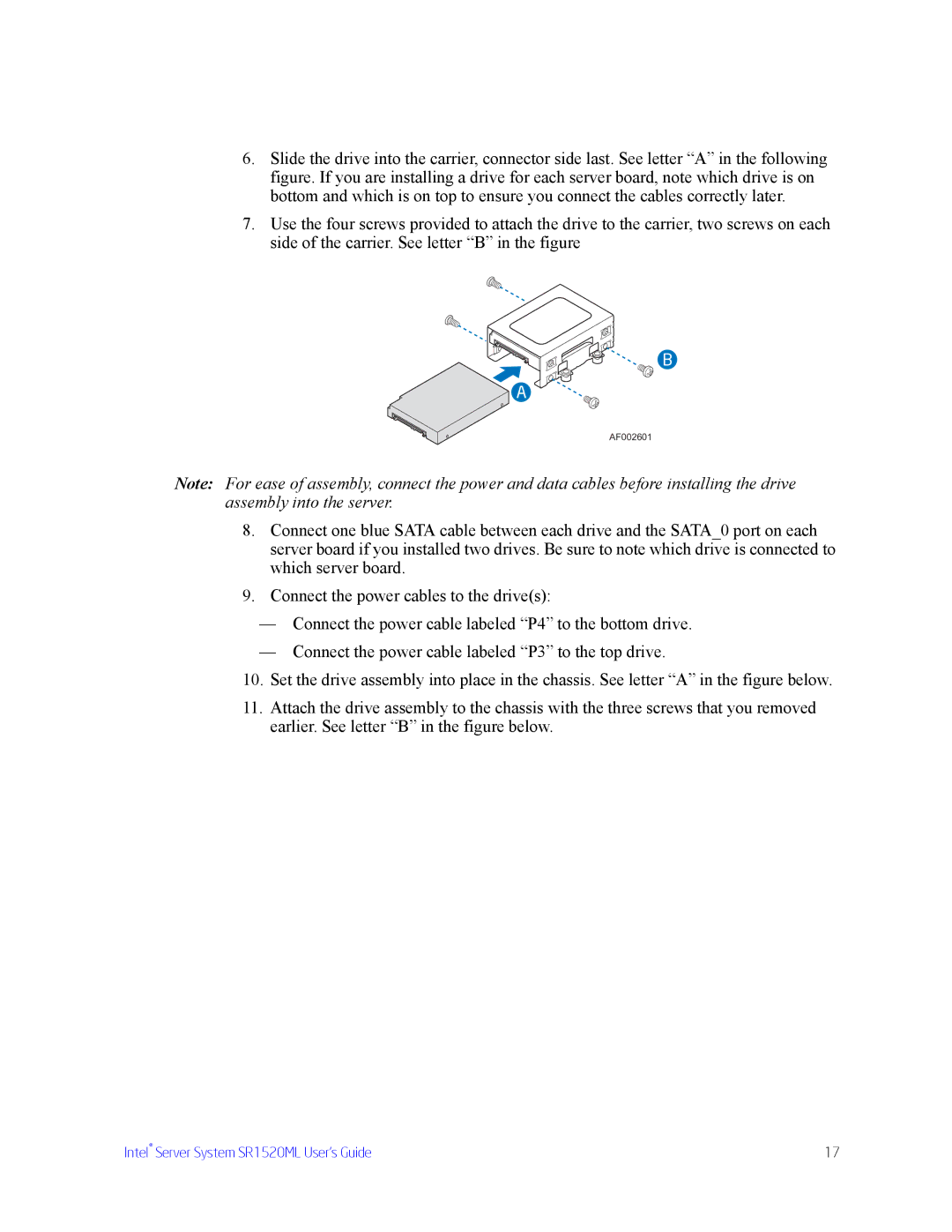 Intel SR1520ML manual AF002601 