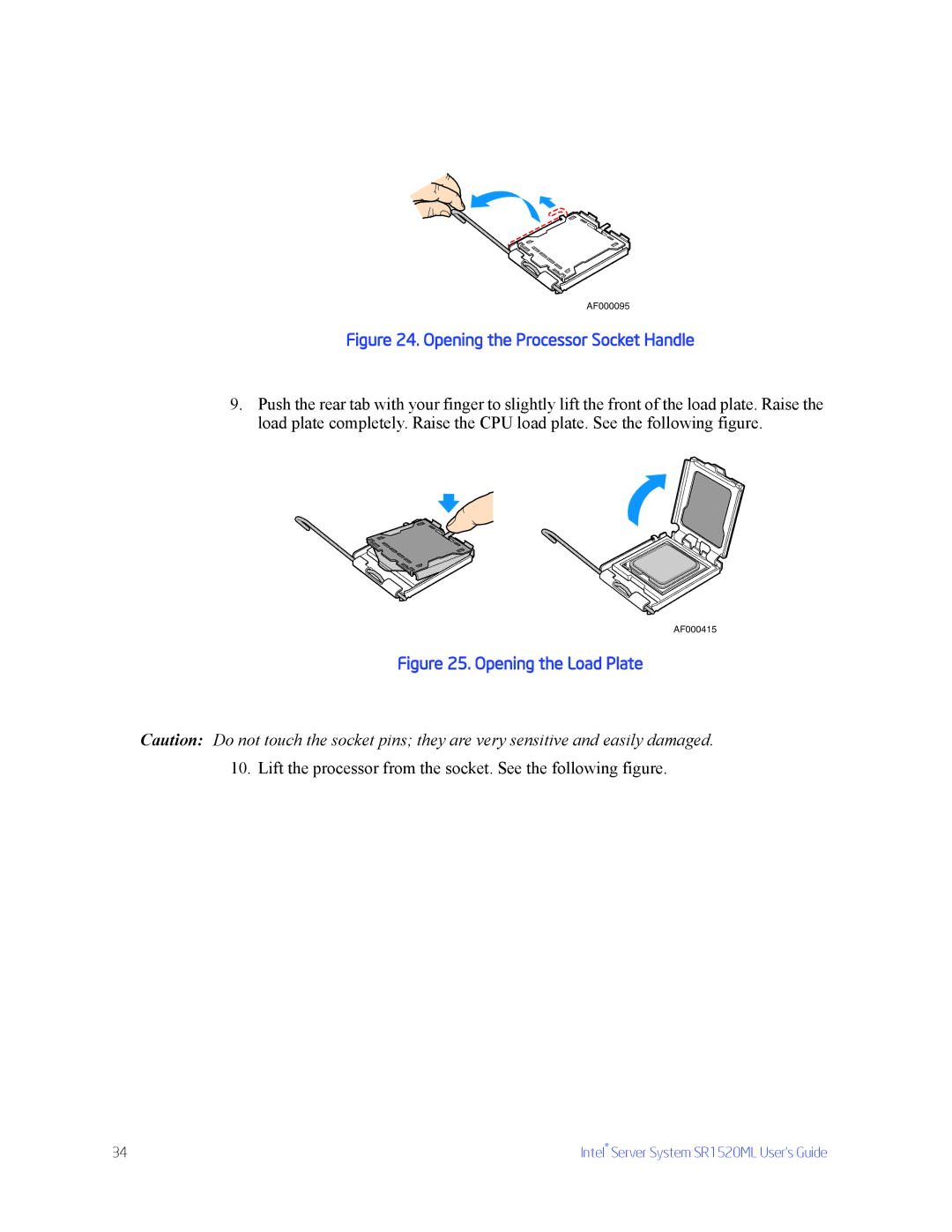 Intel SR1520ML manual Opening the Processor Socket Handle 