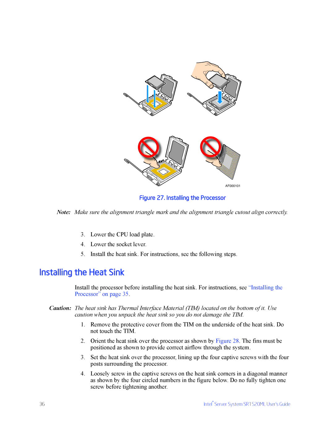 Intel SR1520ML manual Installing the Heat Sink, Installing the Processor 