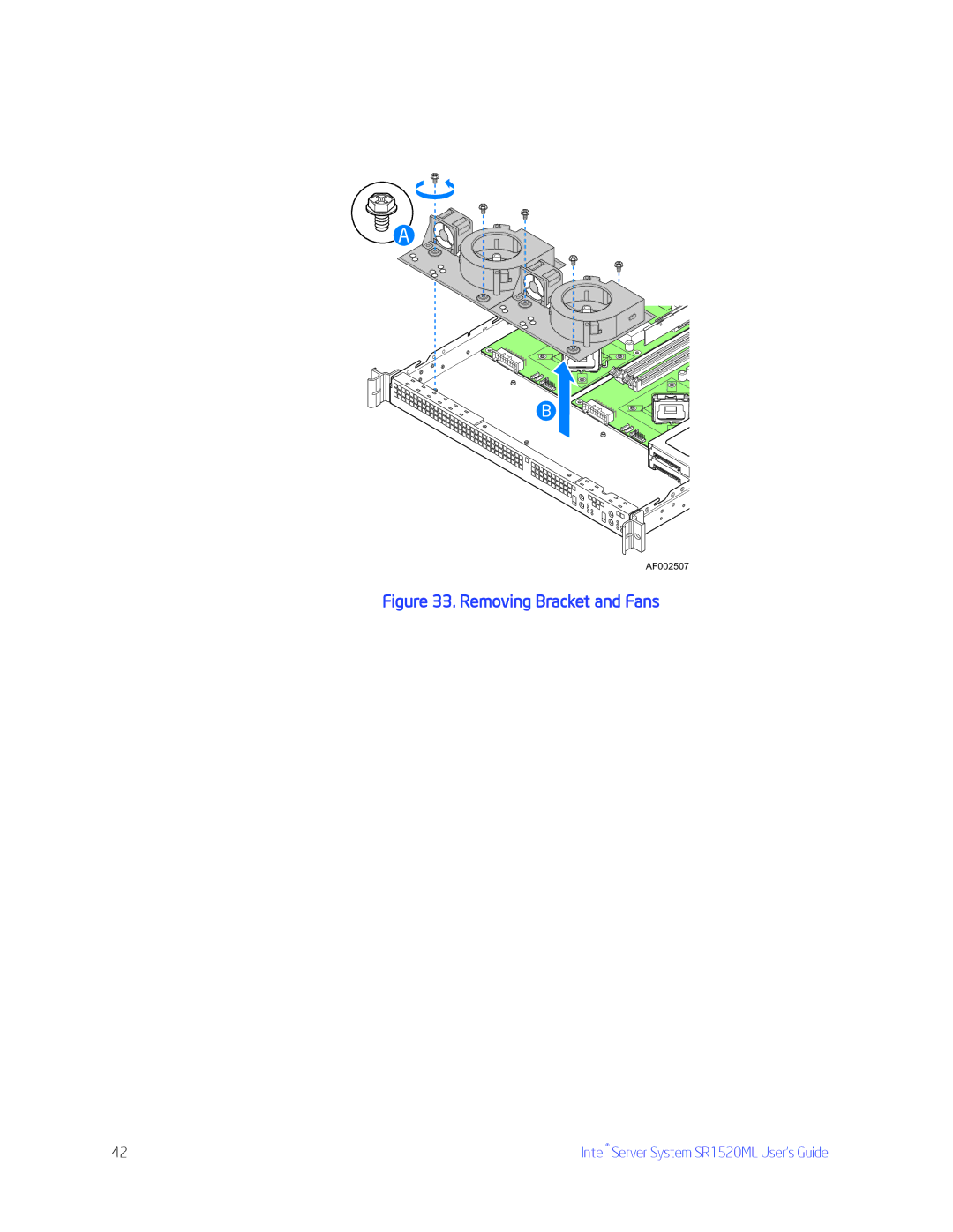 Intel SR1520ML manual Removing Bracket and Fans 