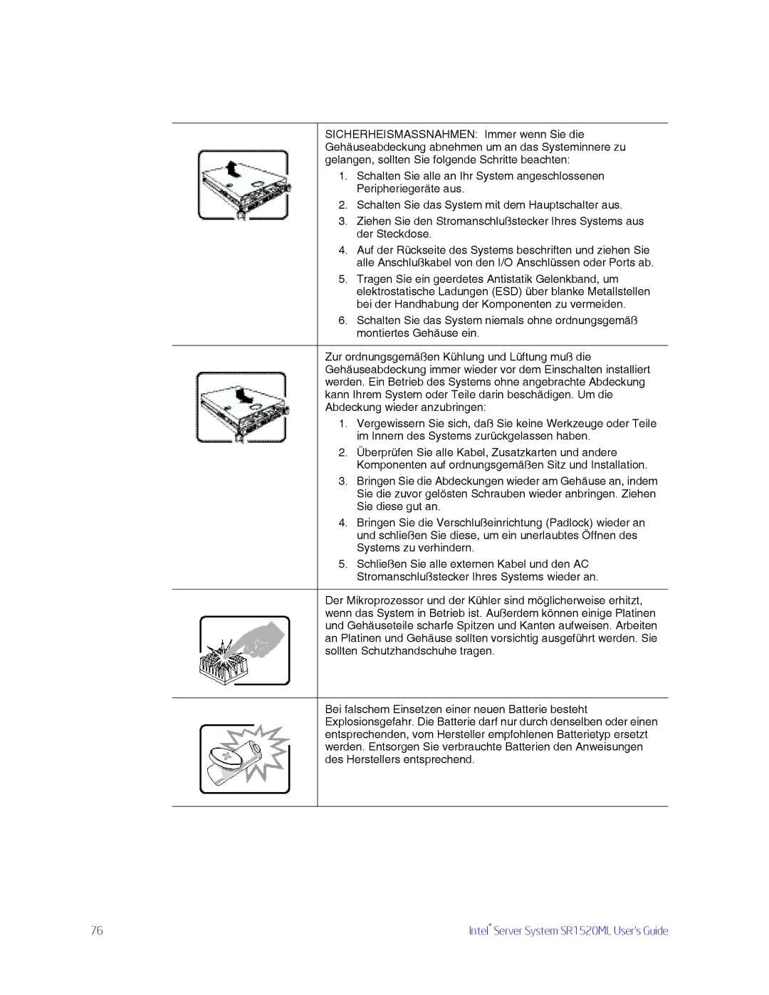 Intel manual Intel Server System SR1520ML User’s Guide 