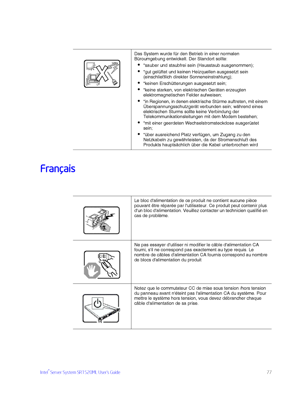 Intel SR1520ML manual Français 