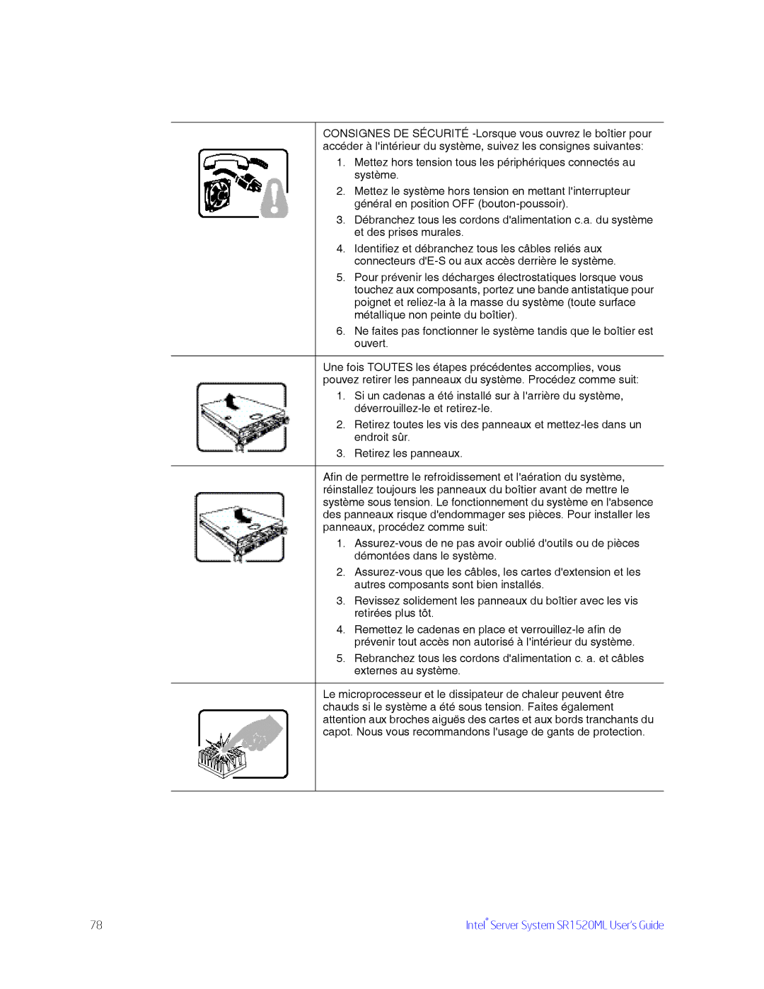 Intel manual Intel Server System SR1520ML User’s Guide 