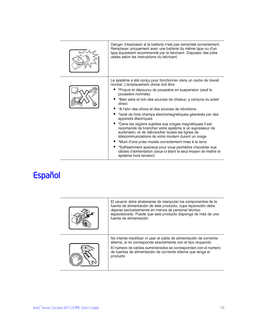 Intel SR1520ML manual Español 