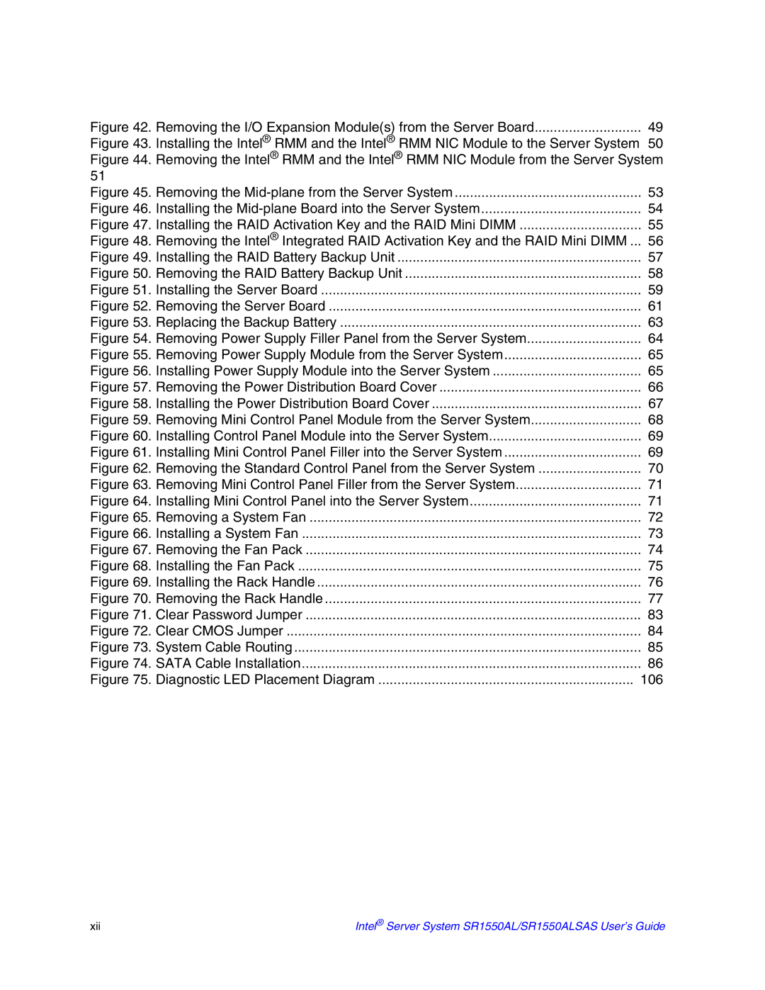 Intel SR1550ALSAS manual Removing the Mid-plane from the Server System 