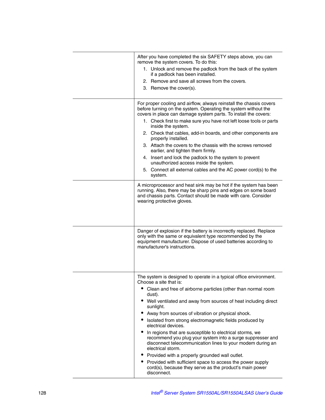 Intel manual Intel Server System SR1550AL/SR1550ALSAS User’s Guide 