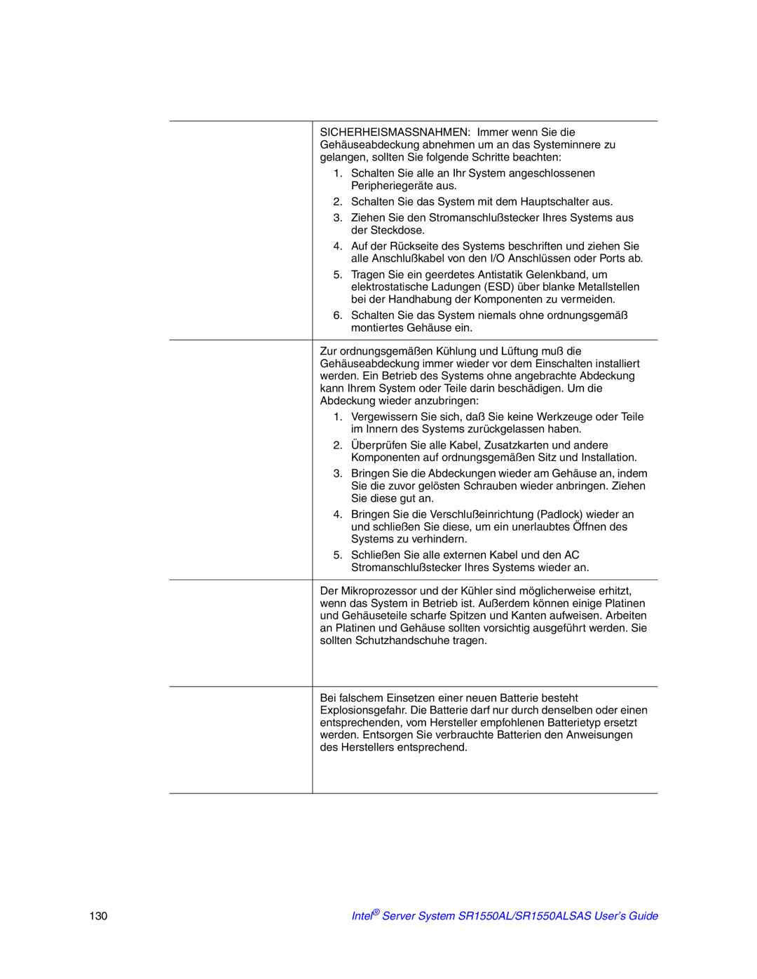 Intel manual Intel Server System SR1550AL/SR1550ALSAS User’s Guide 