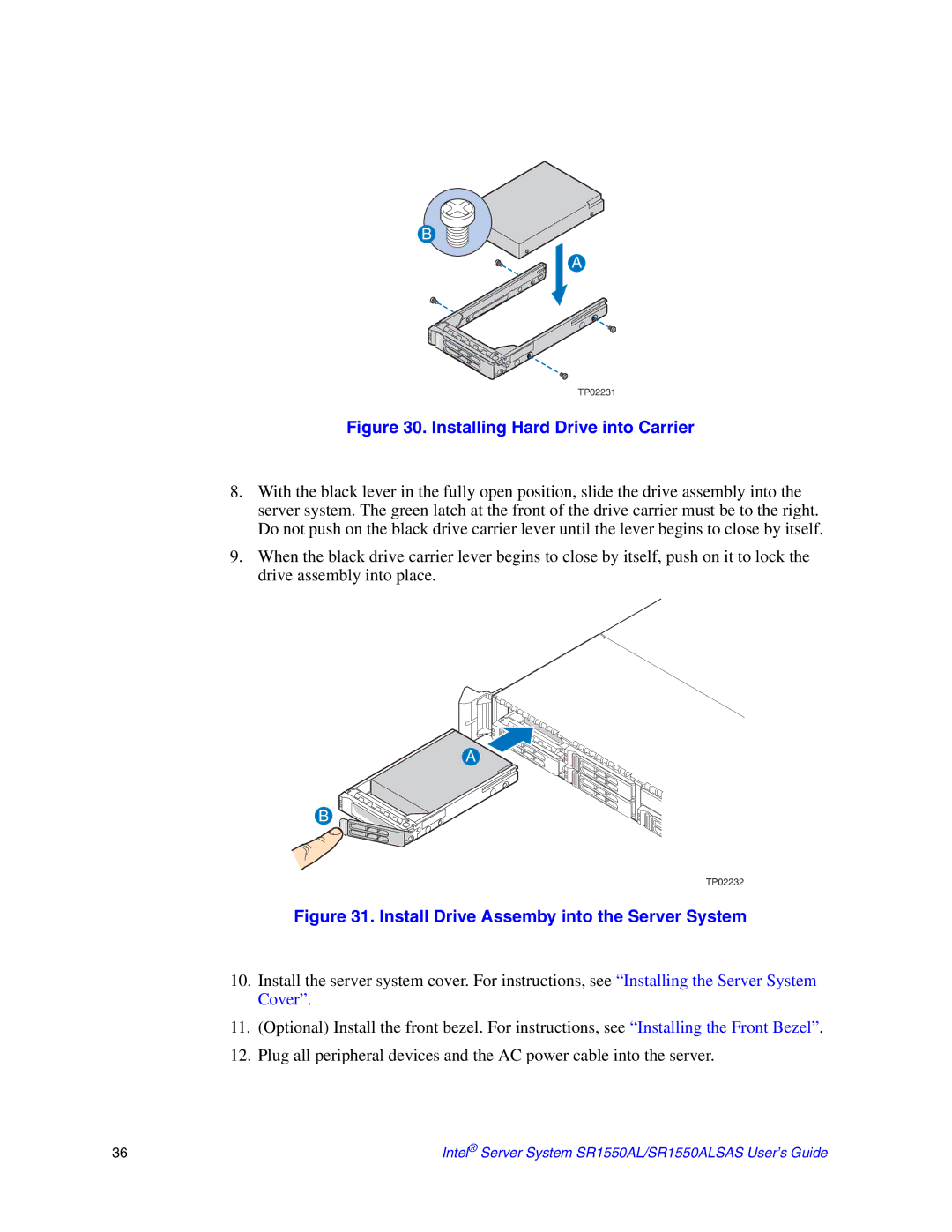 Intel SR1550ALSAS manual Installing Hard Drive into Carrier 