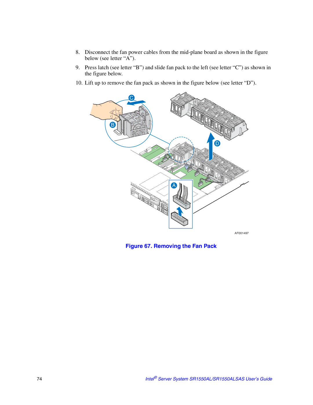 Intel SR1550ALSAS manual Removing the Fan Pack 